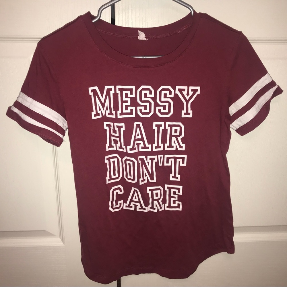 “Messy Hair Don’t Care” graphic tee
